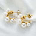 Hot Selling Fashion Chunky Stainless Steel 18K Gold Plated Large Pearl Design Classic Mid Western Vintage Stud Earrings
