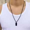 SHIXIN Punk Black Link Chain Necklace Hip Hop Rectangle Pendant Necklace Statement Men Jewelry Necklace