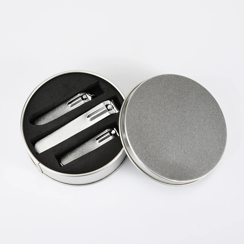 Newest Sand Blasting 3 Pcs Anti-splash Manicure Care Tool 3pcs Nail Cutter Kit Nail Clippers With Tin Box