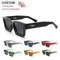High-End Luxury Unisex Square Sunglasses Thick Acetate Frame with TAC Polarized Lens Custom Logo Blue Color for Men and Women