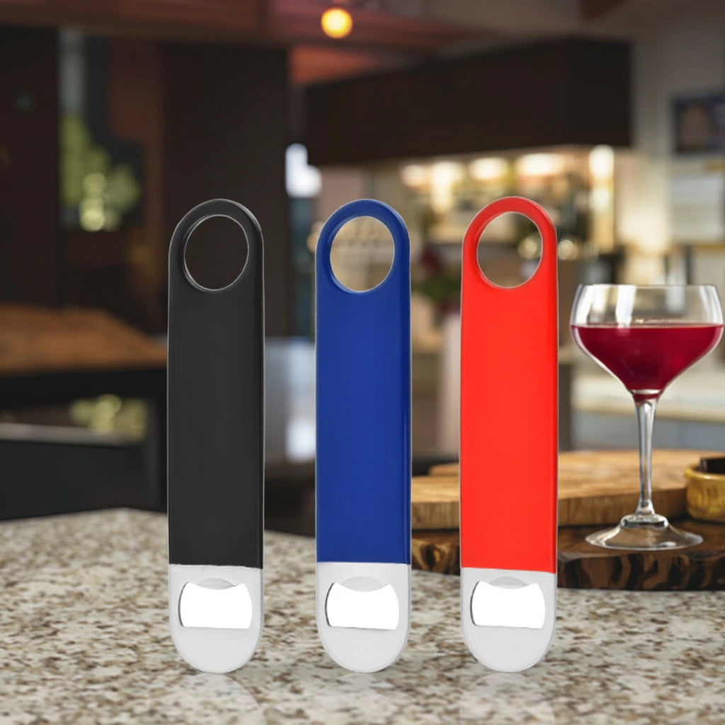 Custom Logo Printed Stainless Steel Bartender Speed Beer Bottle Opener Bar Blade Shape for Home or Gift Box Packed