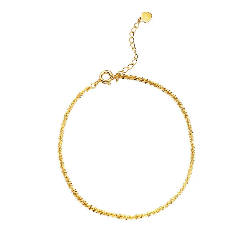 JOYFFOs925 Sterling Silver 18-Karat Gold Plated Bracelet Star Light Chain Full Star Bracelet