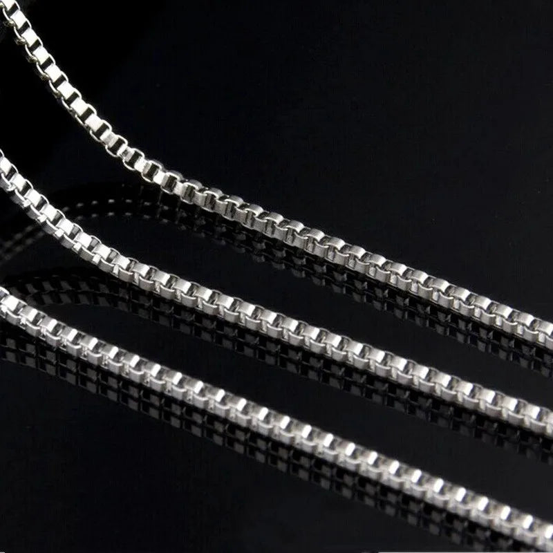 Solid 0.65mm 0.8mm 1mm 1.2mm 1.5mm 2mm 925 Sterling Silver Box Chain for Necklace Bracelet Anklet Making