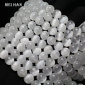 Meiahn Wholesale Natural White Calcite Selenite Smooth Round Loose Beads Stones for Jewelry Making Design DIY