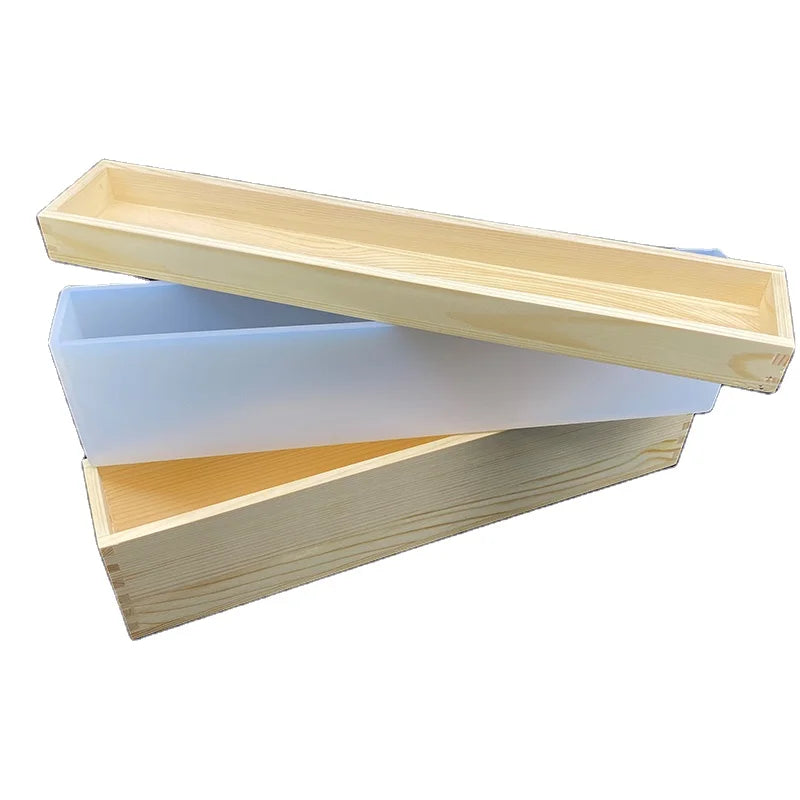 Early Riser New Design Loaf Silicone Soap Mold With Wooden Box Tall & Thin Flexible Rectangle Mould Soap Making Supplies