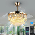 Timer App 42 Inch 3 Blades Retractable Led Ceiling Fans With Light and Remote 3 Color Changing Modes for Bedroom Apartment