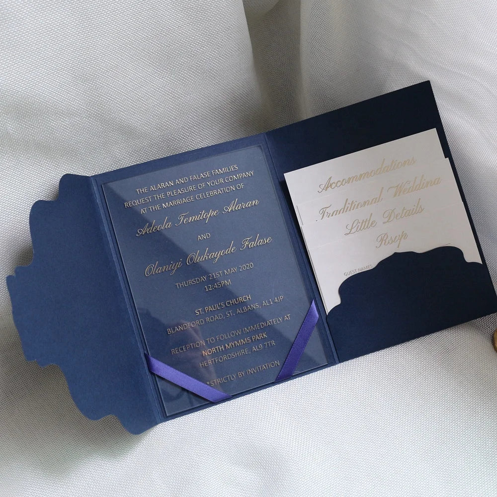 Custom Design Foil Printing Plexi Glass Acrylic Wedding Invitation Cards MegaBDM