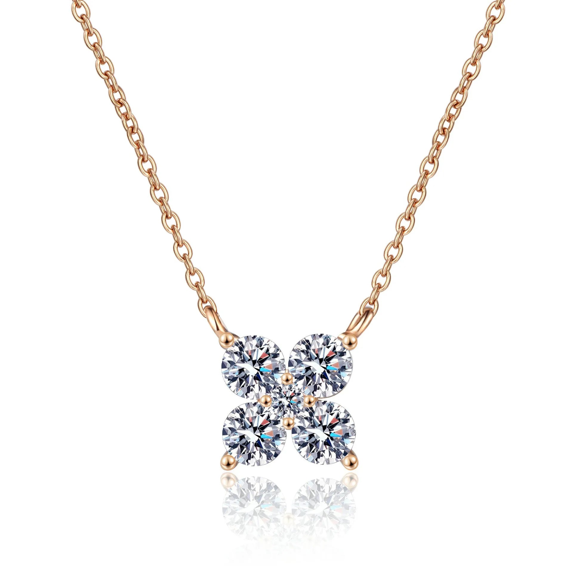 Luxury Design Clovers Shape 1.26Carat Moissanite Necklace GRA Certificate S925 Silver Champagne Gold Moissanite Necklace