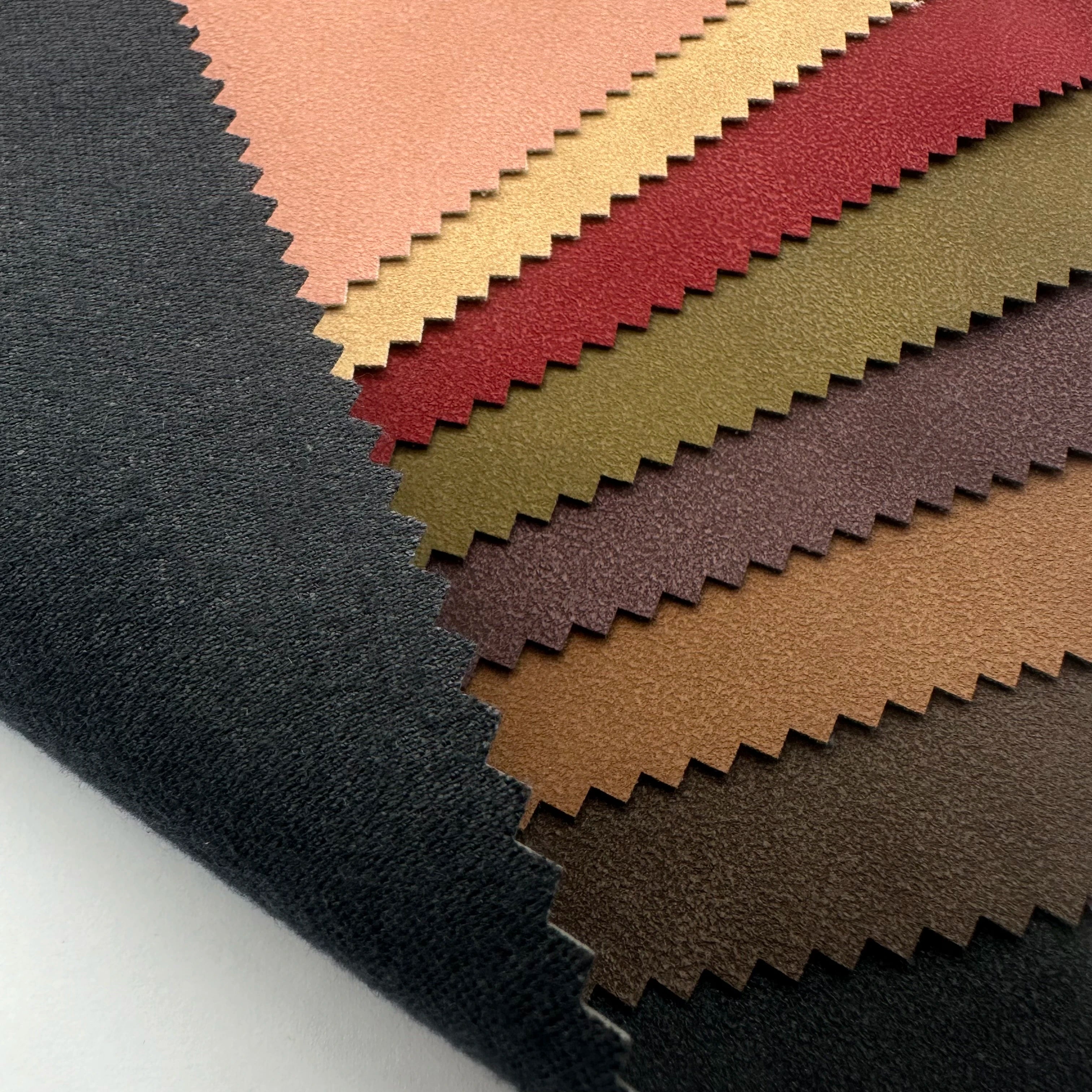 PFAS FREE Latest 0.7MM Two-color Effect Cowhide Fluff 340GSM Synthetic Leather PU Fabric Wholesale