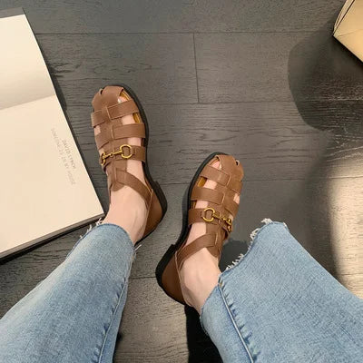 2023 Lady Non-slip Comfortable Flat Shoes New Styles Quality Leather Summer Leather Sandals for Women