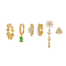 Laodun Fashion 18K Gold Plated INS Stud Earring Set Creative Design Personalized Simple Geometric Earring
