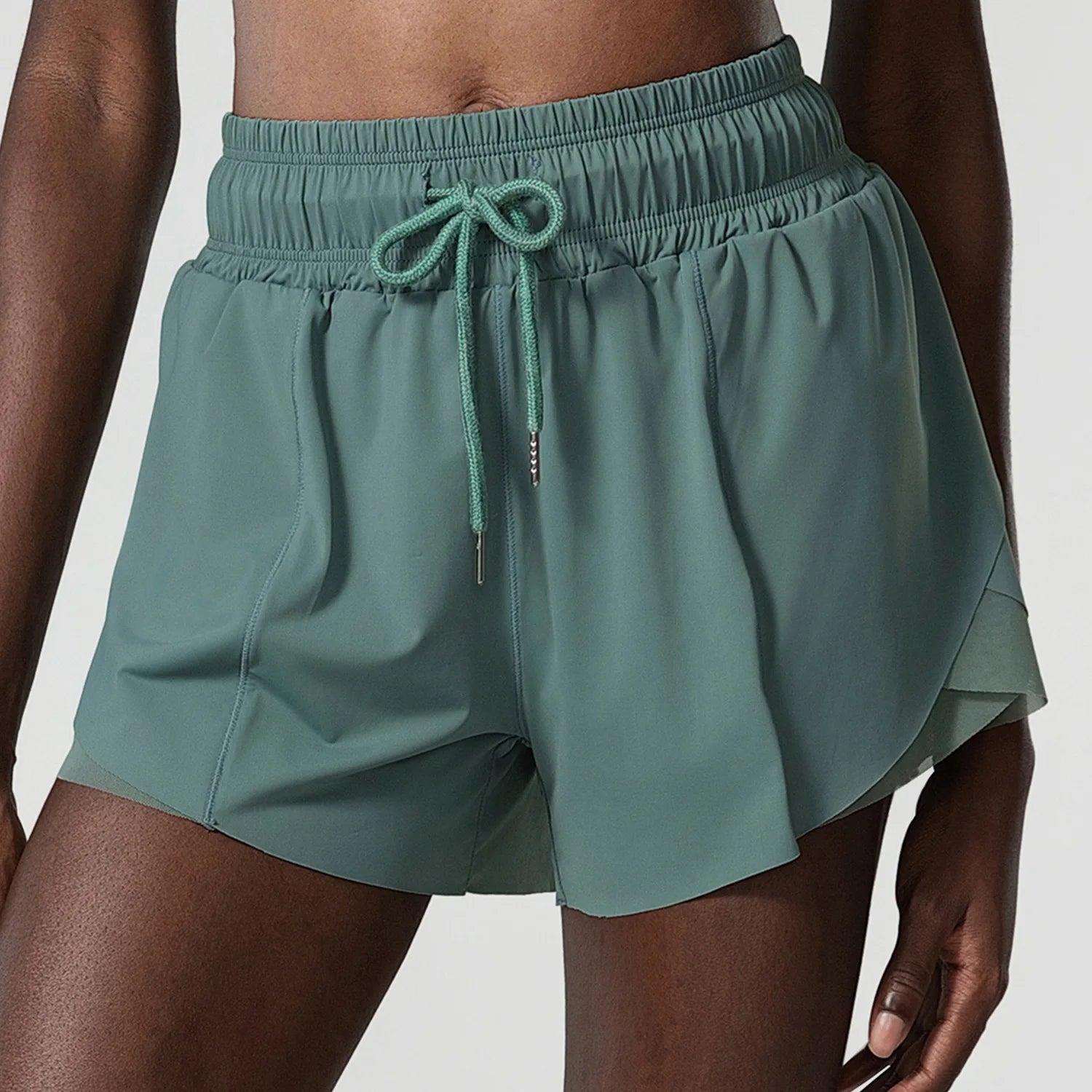 High Waist Quick Dry Loosen Adjustable Drawstring Fitness Short Leggings Double Layer Workout Running Gym Wear Yoga Shorts