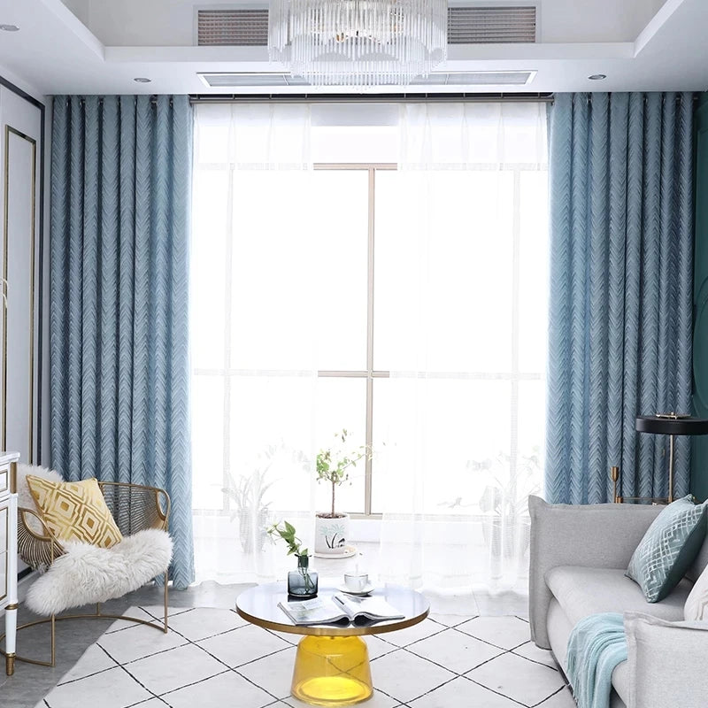 XinLan Good Quality and Price of While Sale Jacquard Blackout Curtain for Living Room Partition