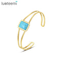 SP-LAM Hot Sale Bangle Lady New Arrival Woman Vintage Gold Plated Cuff Open Bracelet Turquoise Jewelry
