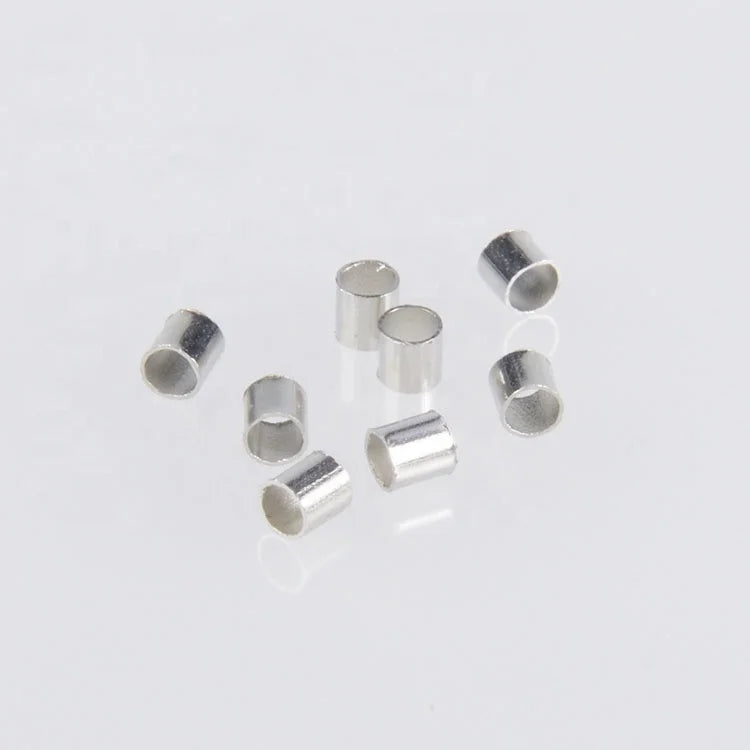 925 Sterling Silver Crimp Tubes Crimps End Beads Stopper Spacer for Jewelry Making
