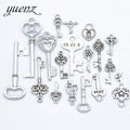 YuenZ 18 Pcs Mix Key Charms Antique Silver Plated Key Charm for Jewelry Making DIY Accessories U026