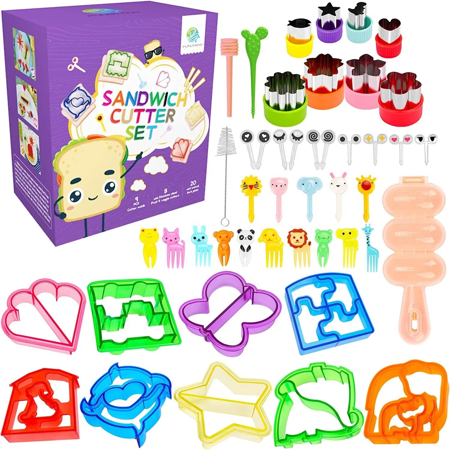 YJ Wonderful Custom 46pcs Set Food Grade Silicone Sandwich Bread Cutters Molded Cake Tools PC Kid Bento Box