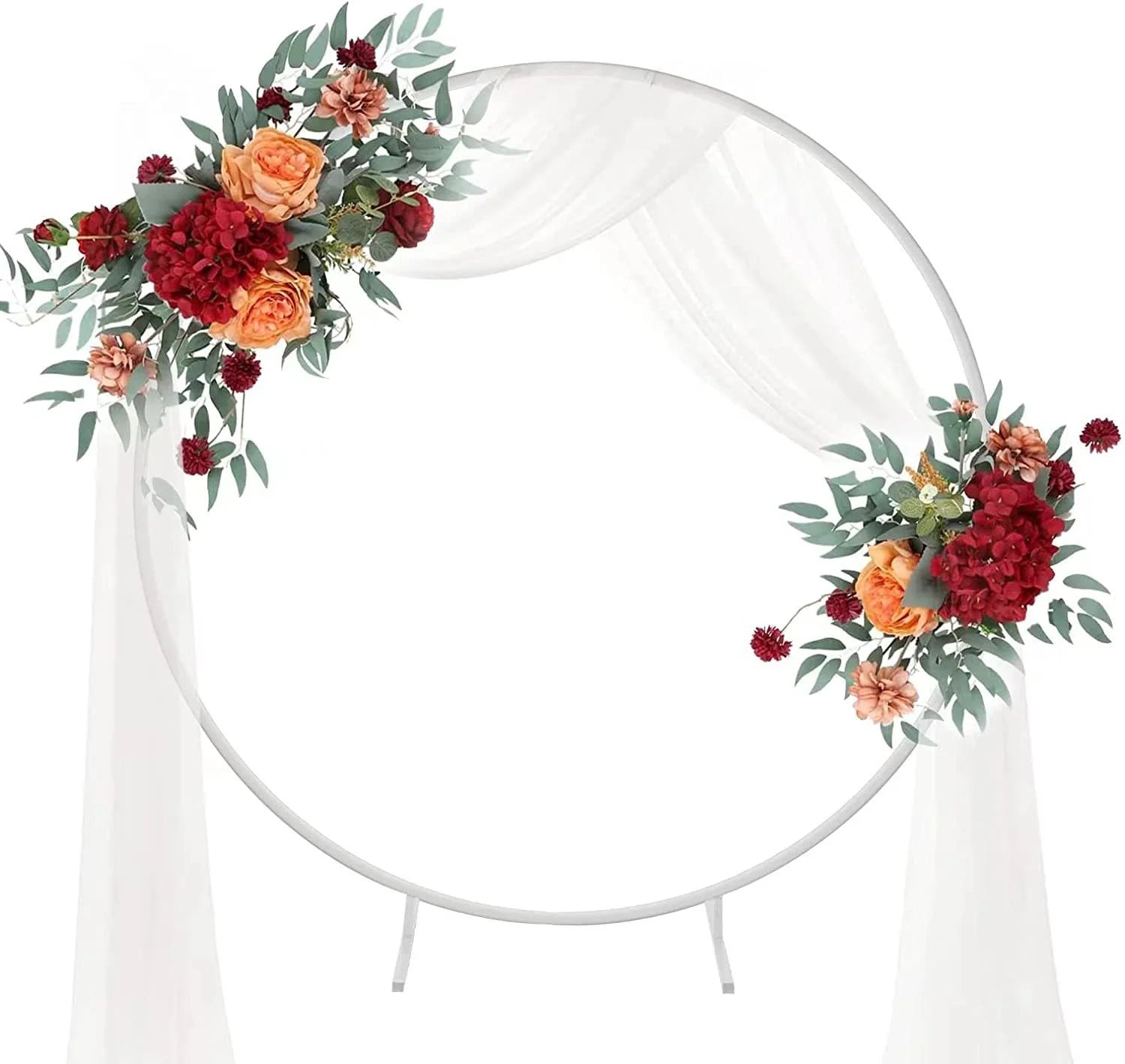 Elegant Modern Customized 2m Gold White Metal Wedding Arch Stand Circle Design Photo Background Decoration for Wedding Birthday