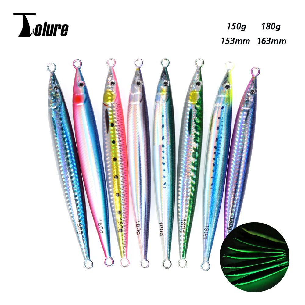Toplure Factory Directly Sales Bottom Luminous 150g 180g 3D Printing Jigs Lure Fast Vertical Metal Fishing Jig