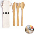 Custom Logo Bamboo Travel Cutlery Set Eco Friendly Flatware Set Knife Fork Spoon Camping Cutlery Set With Pouch