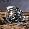 Wholesale Viking Howling Wolf Necklace Stainless Steel Double Couple Animal Wolf Pendants for Men Women
