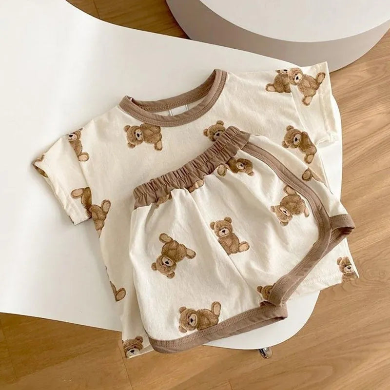 Wholesale Summer Baby Clothing Set Toddler Boys Cartoon Suit Cotton Tee and Shorts Infant Outfit Lbc