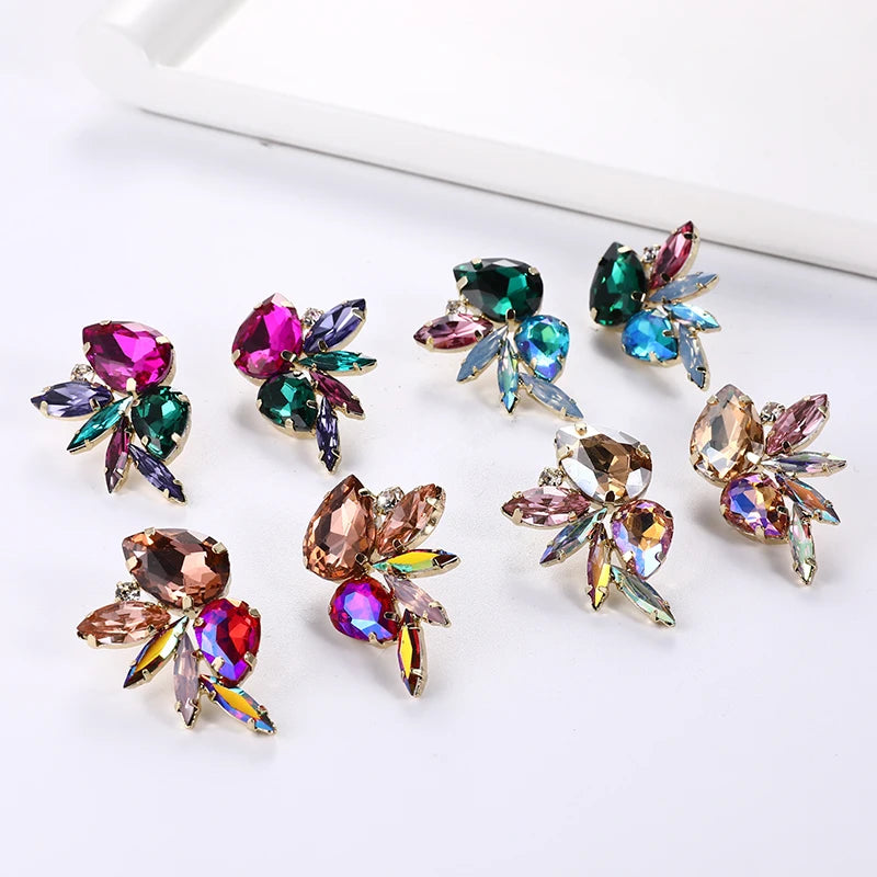 Fashion Diamond Glass Butterfly Stud Earrings Wholesale Colorful Rhinestone Crystal Butterfly Earrings Dangling