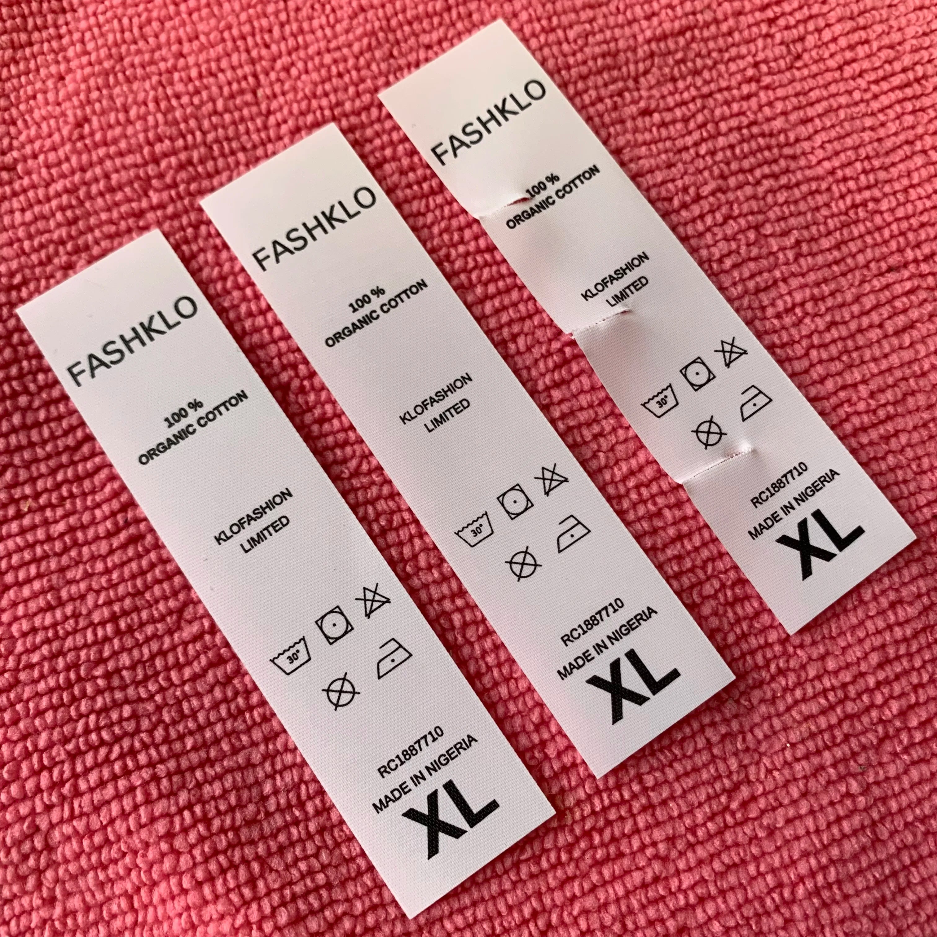 Removable Silk Screen Printing Neck Sizes Tear Away Fabric LabelEasy to Tear Away Clothing Tags