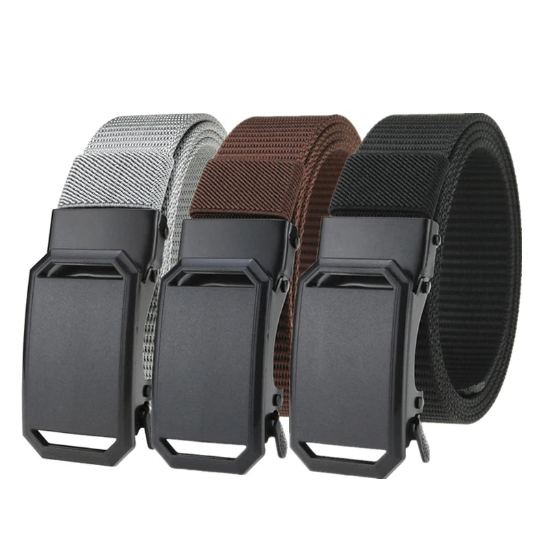 New Canvas Belt  Iron Automatic Buckle Belts Not Ratchet Men's Belt Polyester Wholesale LQbelt Factory