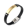 Factory Personalized ID Engraving Stainless Steel 18K Gold Plate Watchband Armband Custom Genuine Leather Wristband Bracelet