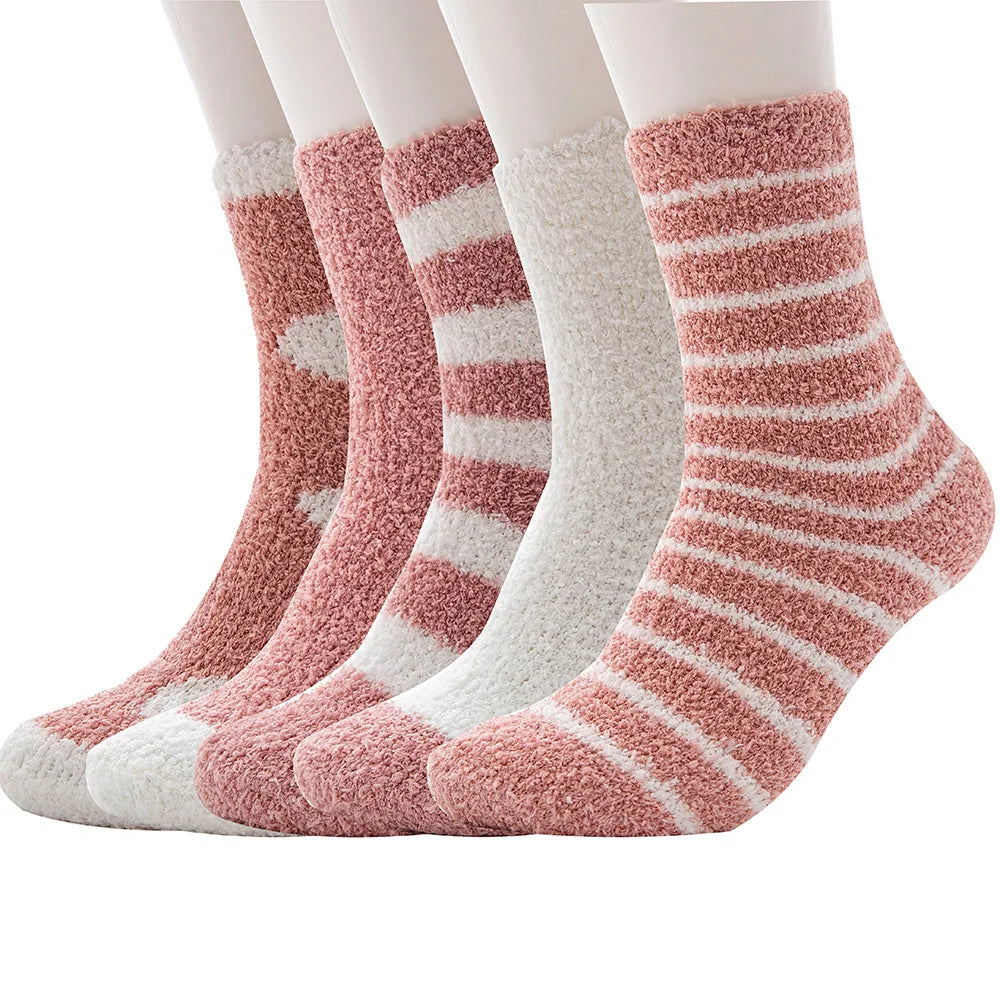 Autumn and Winter Explosion Plain Color Series Non-hair off Coral Velvet Tube Women's Socks Warm and Thick Floor Socks