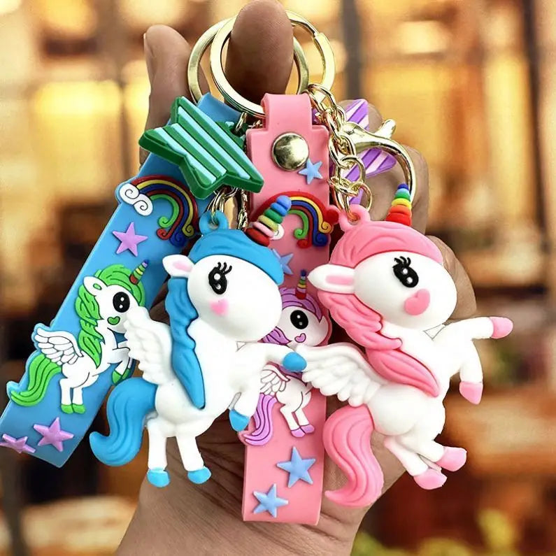 New Fashion Car Key Chains Promotion Gifts for Bag Decoration Wholesale 3D Cute Cartoon Unicon Anime Soft Rubber PVC Keychain