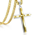 Religious Prayer Jewelry Gold Silver Black Plated Hip Hop Cuban Link Chain Double Layer Cross Pendant Necklace for Men