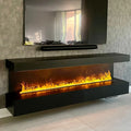 Modern 750mm Indoor Electric Fireplace Water Vapor LED Flame Style Steel Insert for Villas Linear Design