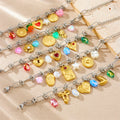 New Stainless Steel 18k Pvd Gold Plated Multi Charm Bracelet Non Tarnish Hypoallergenic Heart Star Tree  Charm Bracelet Jewelry