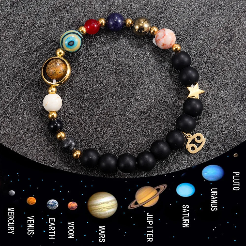 Go Party 7 Chakra Planet Healing Energy Bracelets Natural Stone 12 Horoscope Zodiac Sign Unisex Birthday Gifts Horoscope Bangle