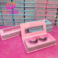 OEM Rectangle Magnetic Blinged Lash Box Rhinestone Packaging for Full Strip Eyelashes Glitter Eyelashes Package Box