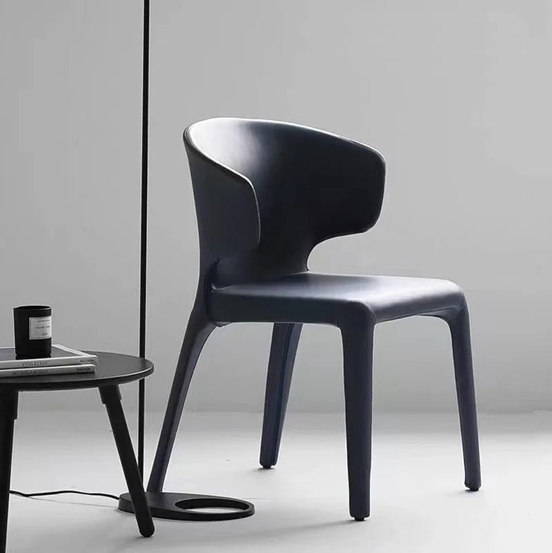 Italian Minimalist Designer Dining Chair Home Use PU Leather Backrest Armrest Nordic Style for Restaurant Internet Celebrity