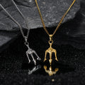 Punk 20mm Trident Pendant Necklaces Stainless Steel Link Chain Wholesale Hip Hop Boy Gifts Trident Necklace