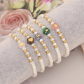 Fashion Hand Ornament Stainless Steel Bracelet Shell Pearl Beads Hexagonal Natural Stone Beaded Bracelet