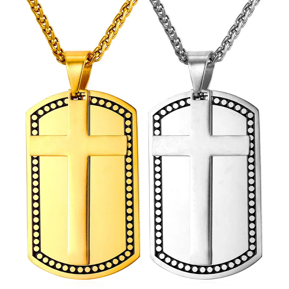 Wholesale Simple Stainless Steel Cross Pendant Necklace Religious Fine Jewelry for Father's Day