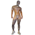 Sparkly Nude Rhinestones Crystal Headgear Bodycon Jumpsuits for Men Stripper Club Pole Dance Stage Costume Performance Wear