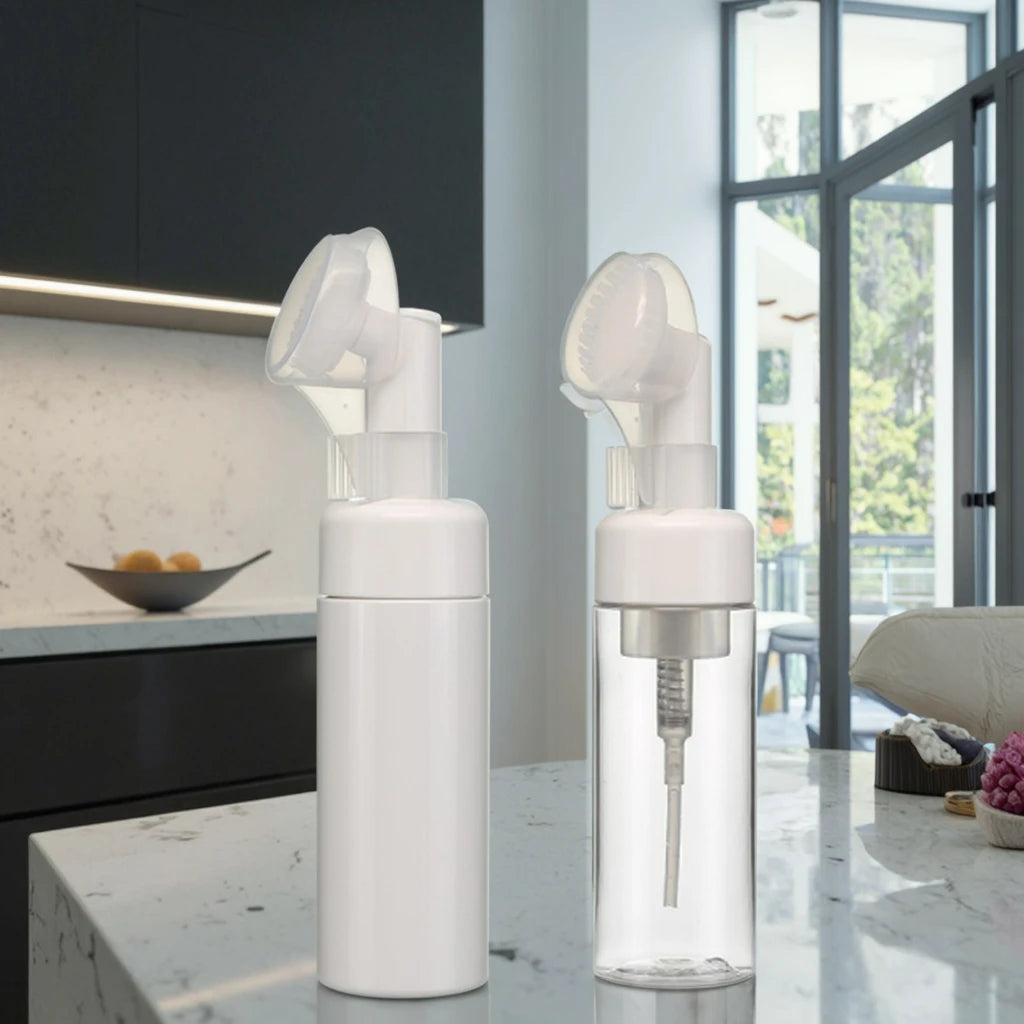 Luxury 3.5oz (100ml) Foam Pump Sprayer Bottle for Plastic White Silicone Brush Shoe Cleaner Skin Care Serum Shampoo PET