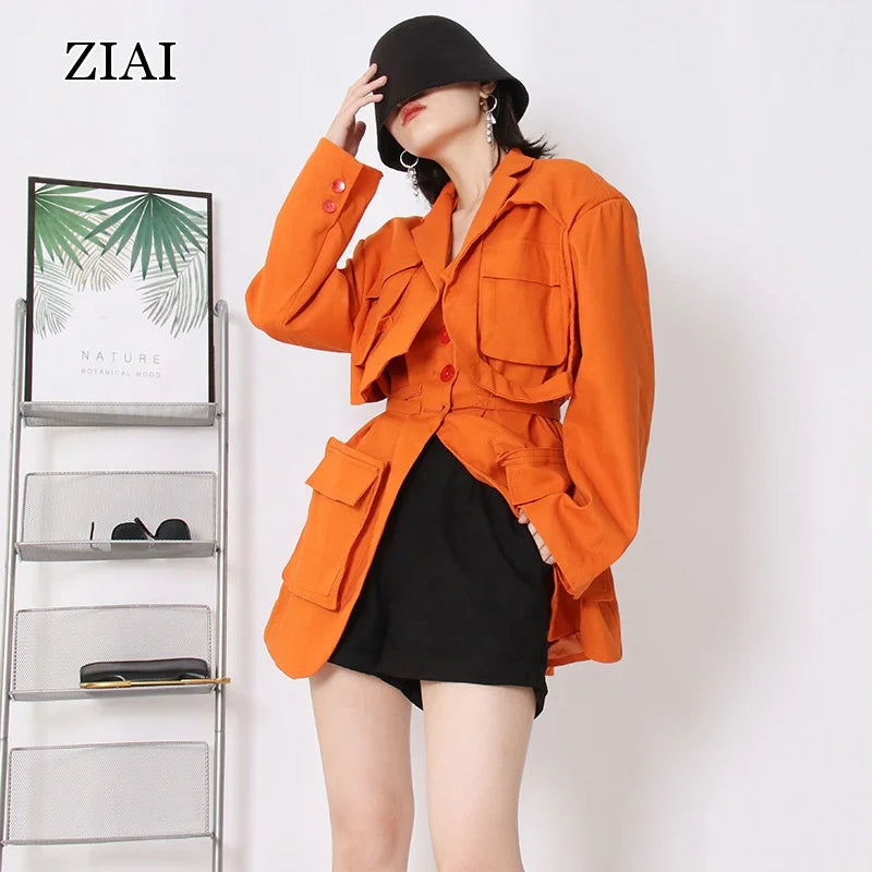 Tooling Style Three-dimensional Pocket Jacket Autumn New Loose Casual Suit Jacket Women's Clothing Trench Coat for Women