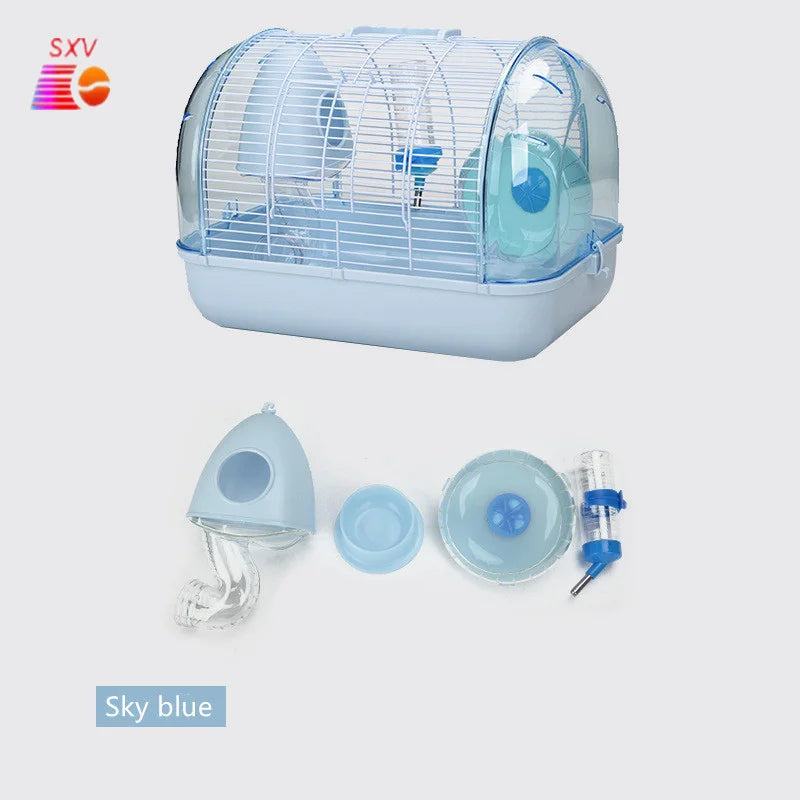 Factory Wholesale Crystal Plastic Iron Net Cage Luxury Transparent Portable Guinea Pig Hamster Cage