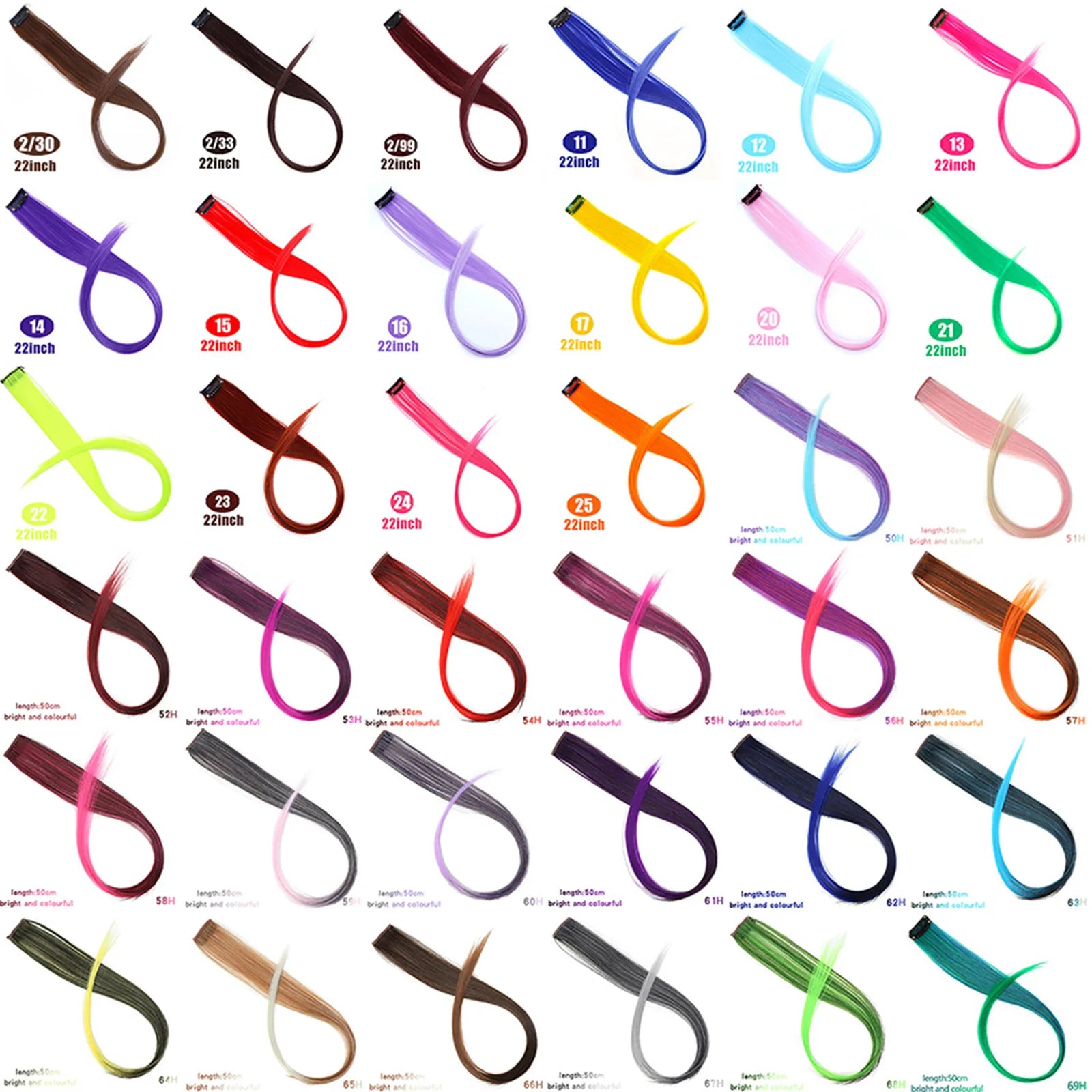 FX-HA18 Wholesales Hair Piece for Braids Women's Colorful Straight 22 Inches Clip in Traceless 100pcs of  Hair Piece for Women
