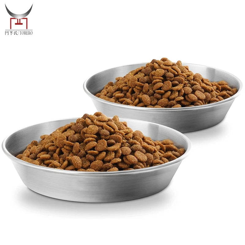 Stainless Steel Cat Bowls Elevated Tilted Wide Raised Bowls With Stand Anti-Vomiting Feeder for Kitten Puppies