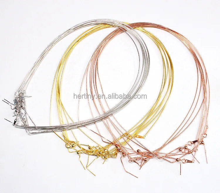 Modern Minimalist Jewelry  925 Sterling Silver Gold Plated 1mm  Snake Wire Choker Necklace Collar Neck Wire Chain