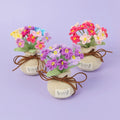 Popular Delicate Colorful 12-Head Crochet Forget-me-not Flower with Flowerpot Wholesale Woolen Knitted Flower Ornament for Home