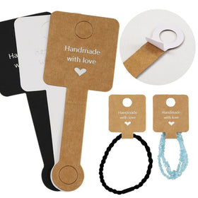 Handmade Jewelry Headwear Display Card Bracelet Accessories Packing Folded Card with Self-adhesive Sticker